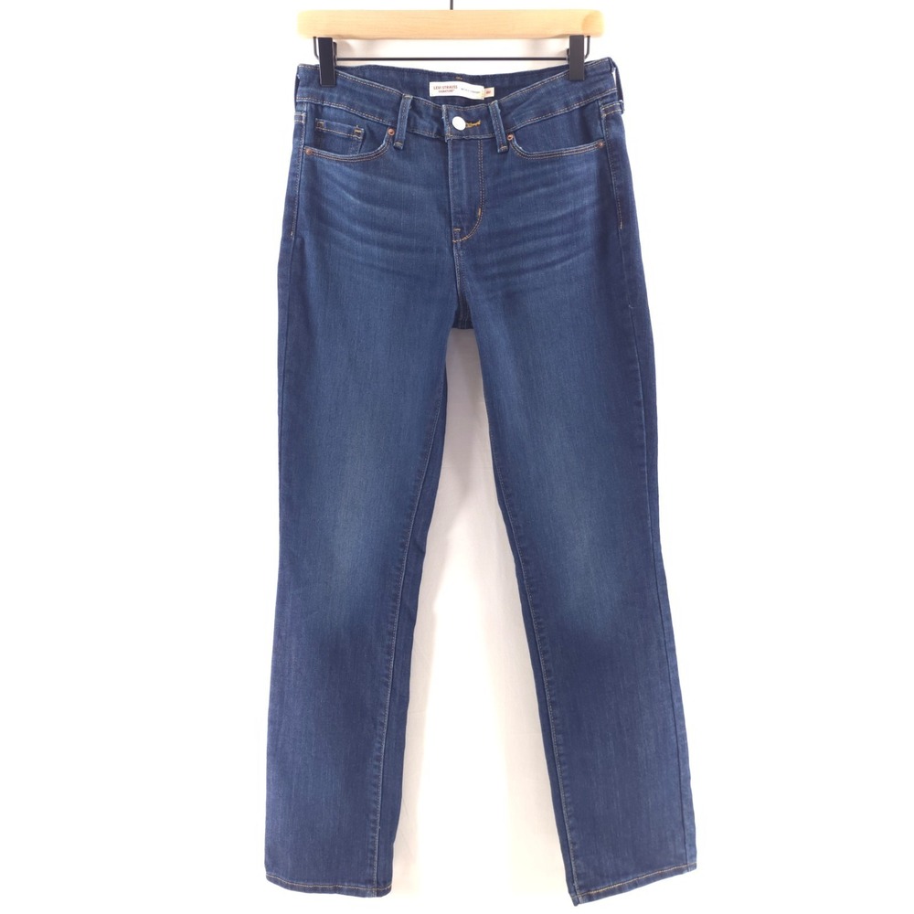 Signature Levi Strauss Women Straight Jeans 4M Indigo Mid Rise Stretch Denim